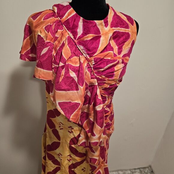 Ulla Johnson Lali Handmade 100% Silk Gown Dress Tigerlily Sz 6 One Shoulder Maxi - Picture 3 of 16